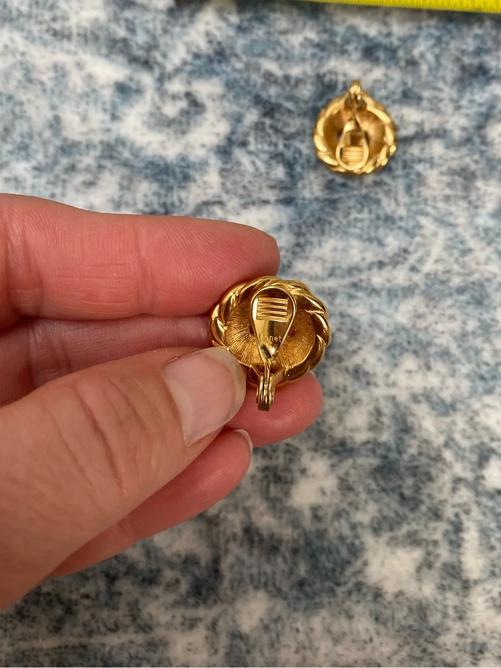 Vintage Monet Shiny Gold Tone Rope Knot Clip-On Earrings